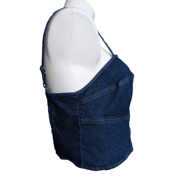 Denim Bustier Corset Crop Top XXL Y2K Boho Festival Grunge Indie Sleaze Western - Picture 4 of 6